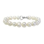 White Freshwater Pearl Knotted Bracelet w/925 Clasp